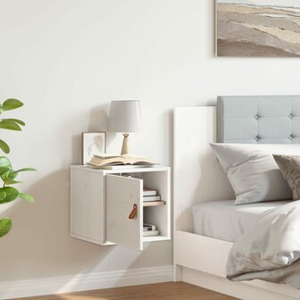 Wandkast 31,5x30x30 cm massief grenenhout wit 3