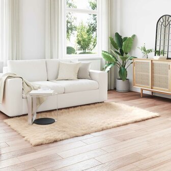 Nep Schapenvacht Tapijt Tafalla Beige 80 x 200 cm Polyester 1