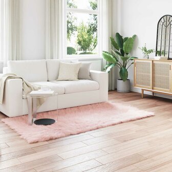 Nep Schapenvacht Tapijt Tafalla Roze 100 x 200 cm Polyester 1