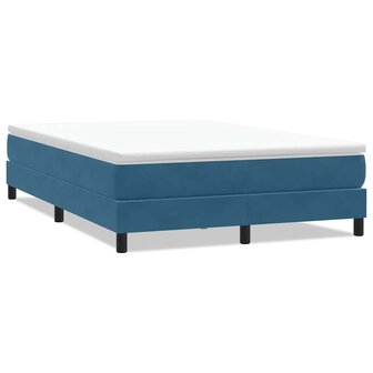 Boxspring zonder matras fluweel donkerblauw 140x210 cm 2