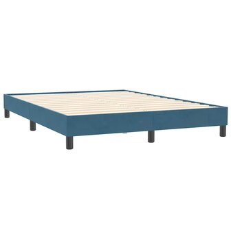 Boxspring zonder matras fluweel donkerblauw 140x210 cm 3