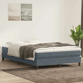 Boxspring zonder matras fluweel donkergrijs 140x220 cm 1