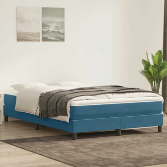 Boxspring zonder matras fluweel donkerblauw 140x220 cm 1