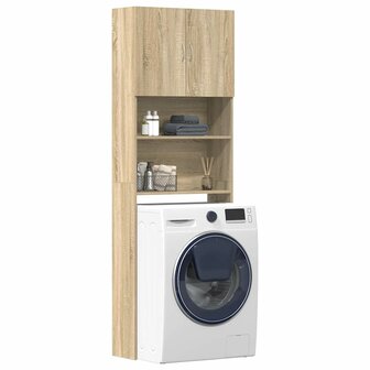 Wasmachinekast 64x24x190 cm bewerkt hout en sonoma eikenkleurig 1