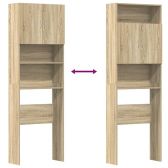 Wasmachinekast 64x24x190 cm bewerkt hout en sonoma eikenkleurig 9