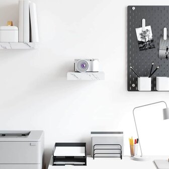 Wandplank met opslag Wit Marmer 23 x 23,5 x 4 cm Bewerkt hout 4