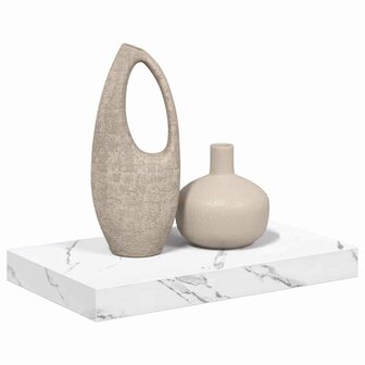 Wandplank met opslag Wit Marmer 40 x 23,5 x 4 cm Bewerkt hout 3