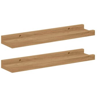 Wandplank met plank 2 pcs Bruin 40 x 9 x 3 cm Bewerkt hout 2