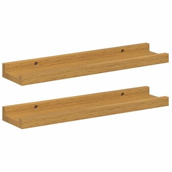 Wandplank met plank 2 pcs Beige 40 x 9 x 3 cm Bewerkt hout 2