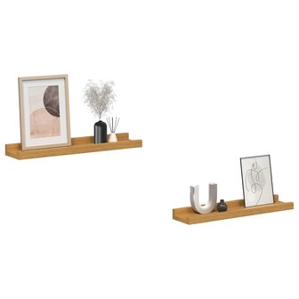 Wandplank met plank 2 pcs Beige 40 x 9 x 3 cm Bewerkt hout 3