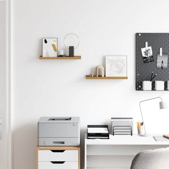 Wandplank met plank 2 pcs Beige 40 x 9 x 3 cm Bewerkt hout 4