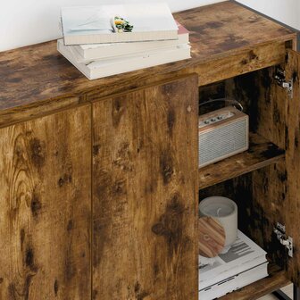 Bijzetkast Rook Eik 96,5 x 30 x 75 cm Bewerkt hout 4