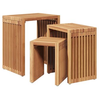 Tuin Bijzettafel 3 pcs Bruin 33 x 44,5 x 51 cm Massief Teakhout 2