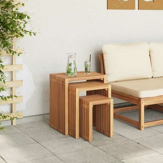 Tuin Bijzettafel 3 pcs Bruin 33 x 44,5 x 51 cm Massief Teakhout 4