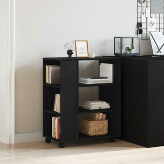 Opbergkast met wiel Zwart Eiken 60 x 35 x 75 cm Bewerkt hout 4