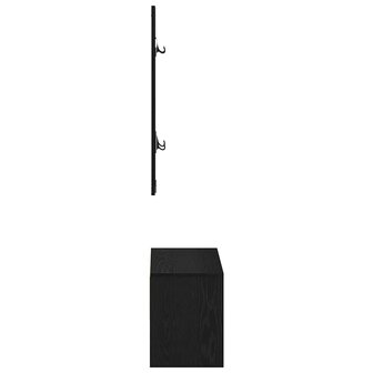 Halmeubelset met lade met opslag 4 pcs Zwart Eiken Bewerkt hout 8