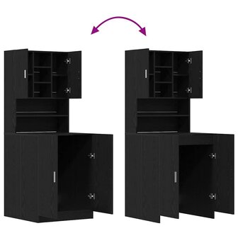 Wasmachinekast 2 pcs Zwart Eiken 70,5 x 71,5 x 181,5 cm 5