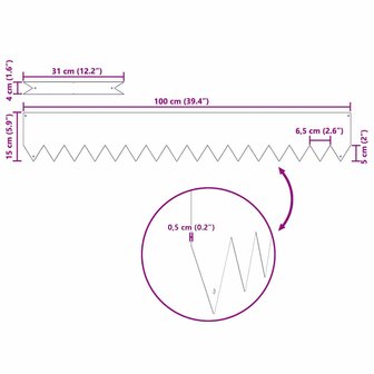 Tuinrand 10 pcs Wit 100 x 0.05 x 20 cm Koudgewalst staal 7