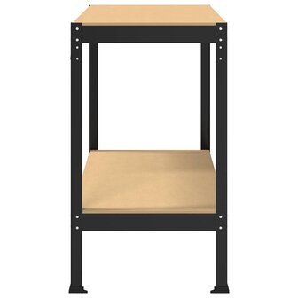 Werkbanken met plank Zwart 81 x 41 x 145 cm Bewerkt hout 6