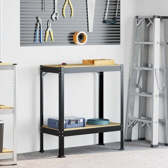 Werkbanken met plank Zwart 81 x 41 x 145 cm Bewerkt hout 1