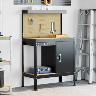 Werkbanken met lade Zwart 81 x 41 x 145 cm Bewerkt hout 1