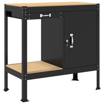 Werkbanken met lade Zwart 81 x 41 x 145 cm Bewerkt hout 2