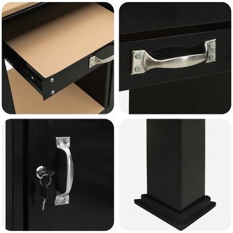 Werkbanken met lade Zwart 81 x 41 x 145 cm Bewerkt hout 9