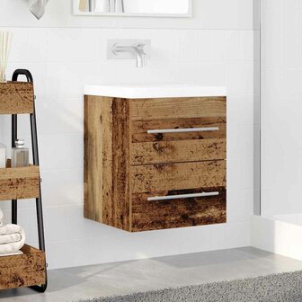 Wastafelkast met lade Oud Hout 38,5 x 41 x 48 cm Bewerkt hout 4