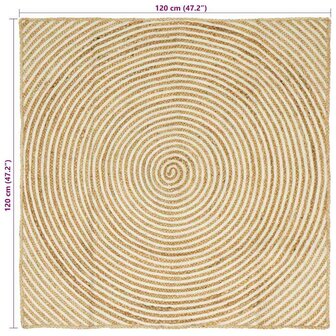 Vloerkleed Natuurlijk en Wit 120 x 120 cm Jute 8