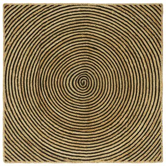 Vloerkleed Natuurlijk en Zwart 120 x 120 cm Jute 1