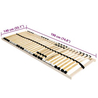 Lattenbodem Bruin 140 x 190 cm Massief beukenhout 6