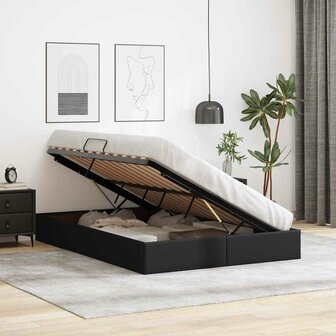 Opslag bed met matras met opslag Zwart 140 x 190 cm Kunstleer 4