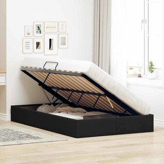 Opslag bed met matras met hoofdeinde Zwart 120 x 200 cm Stof 4
