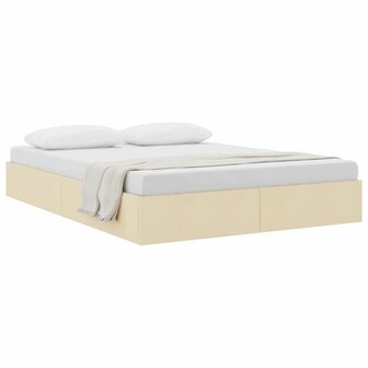 Opslag bed met matras met hoofdeinde Cr&egrave;me 140 x 190 cm Stof 2