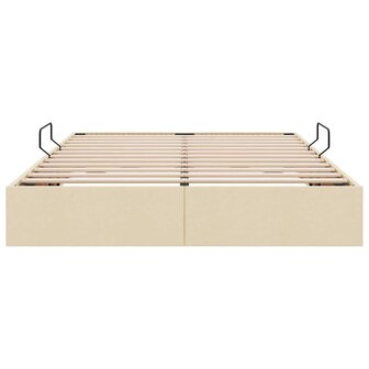 Opslag bed met matras met hoofdeinde Cr&egrave;me 140 x 190 cm Stof 7