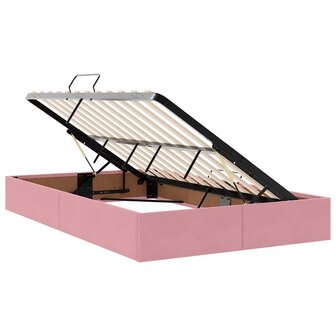 Opslag bed met matras met hoofdeinde Roze 120 x 200 cm Fluweel 6