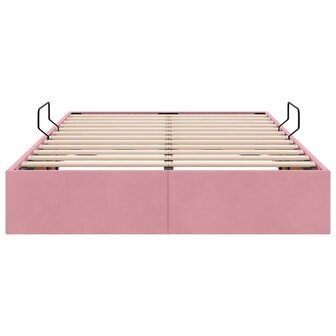Opslag bed met matras met hoofdeinde Roze 120 x 200 cm Fluweel 7