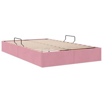 Opslag bed met matras met hoofdeinde Roze 120 x 200 cm Fluweel 9