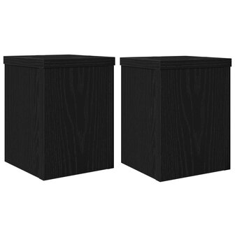 Plantenstandaard 2 pcs Zwart Eiken 15 x 15 x 20 cm Bewerkt hout 2