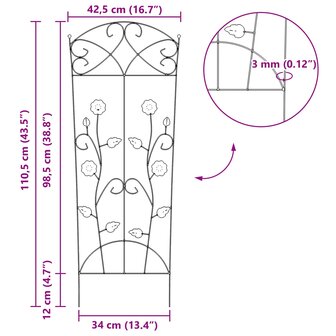 Tuinhek 3 pcs Groen 112 x 40 cm Staal 9