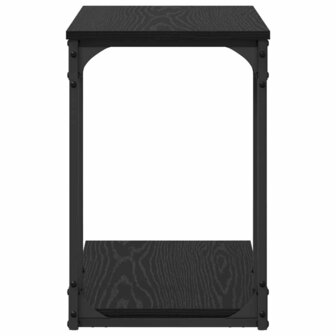 Bijzettafel met plank Zwart Eiken 50 x 35 x 52 cm Bewerkt hout 6