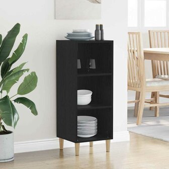 Dressoir Zwart Eiken 34,5 x 32,5 x 90 cm Bewerkt hout 4