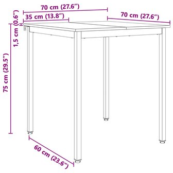 Eettafel Wit 70 x 70 x 75 cm Massief grenenhout 9