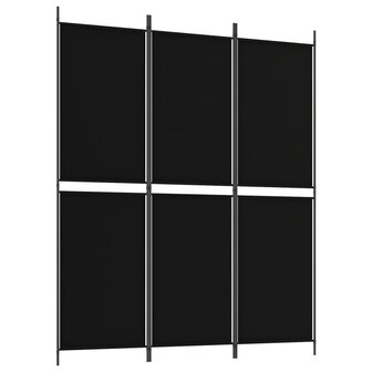 Kamerscherm met 3 panelen 150x180 cm stof zwart 2