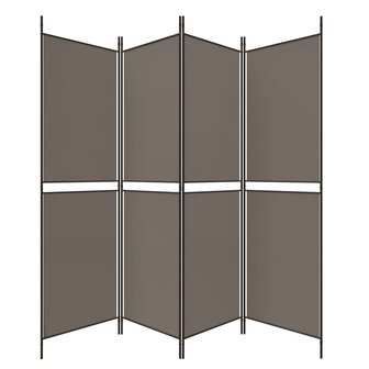 Kamerscherm met 4 panelen 200x180 cm stof antracietkleurig 5