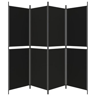 Kamerscherm met 4 panelen 200x180 cm stof zwart 5