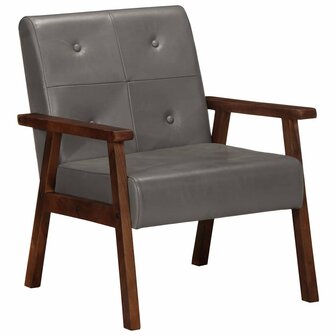 Fauteuil echt leer grijs 1