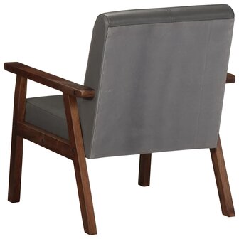 Fauteuil echt leer grijs 4