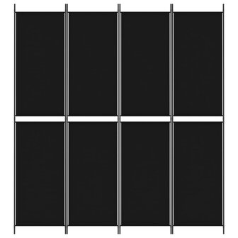 Kamerscherm met 4 panelen 200x220 cm stof zwart 3
