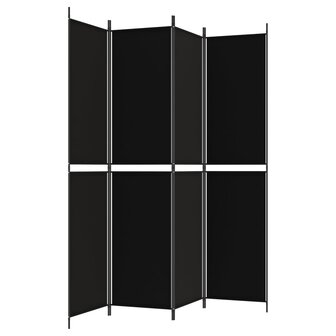 Kamerscherm met 4 panelen 200x220 cm stof zwart 5